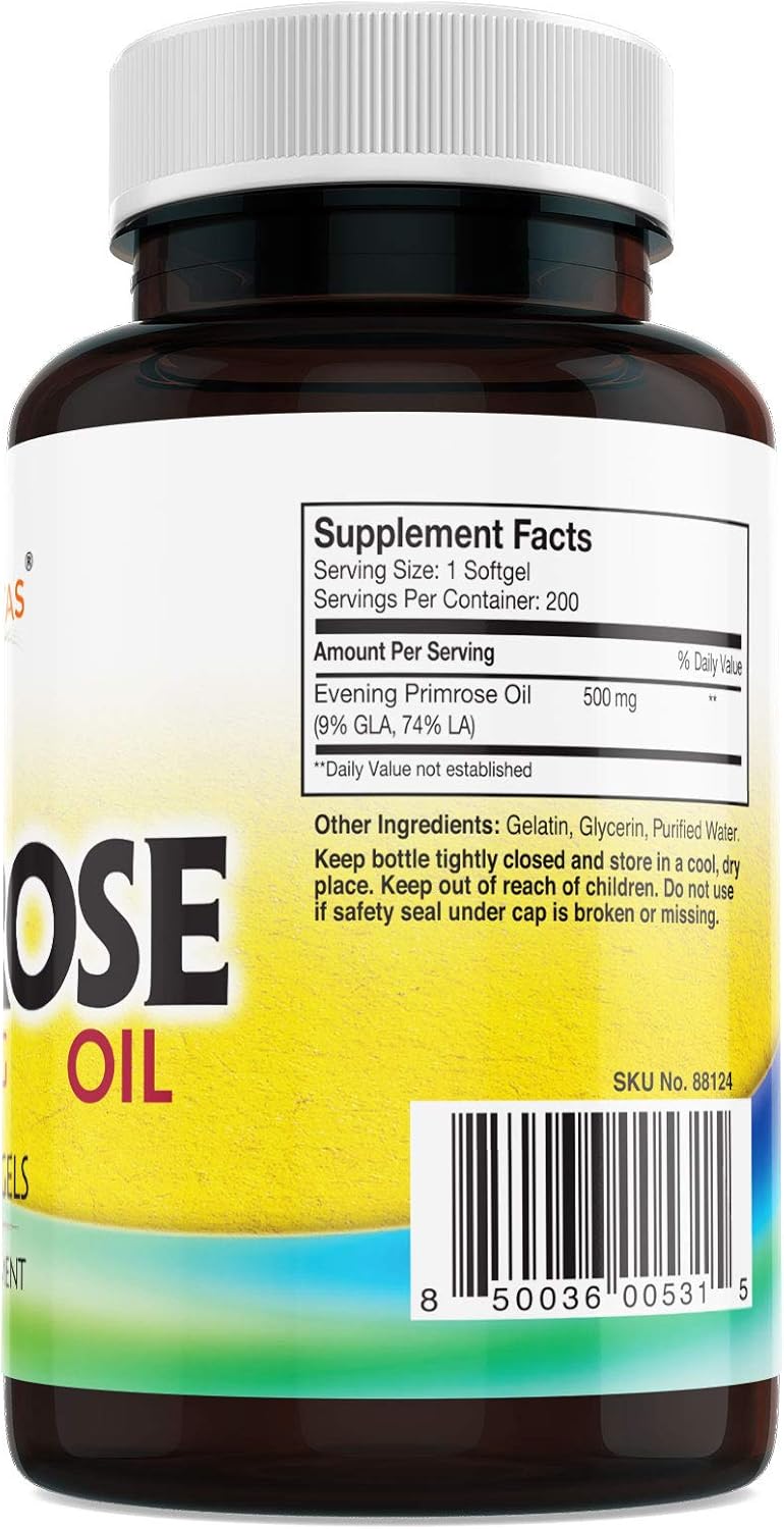 GMP Vitas Evening Primrose Oil for Smooth & Healthy Skin, Hormonal Balance Support - 1 Bottle