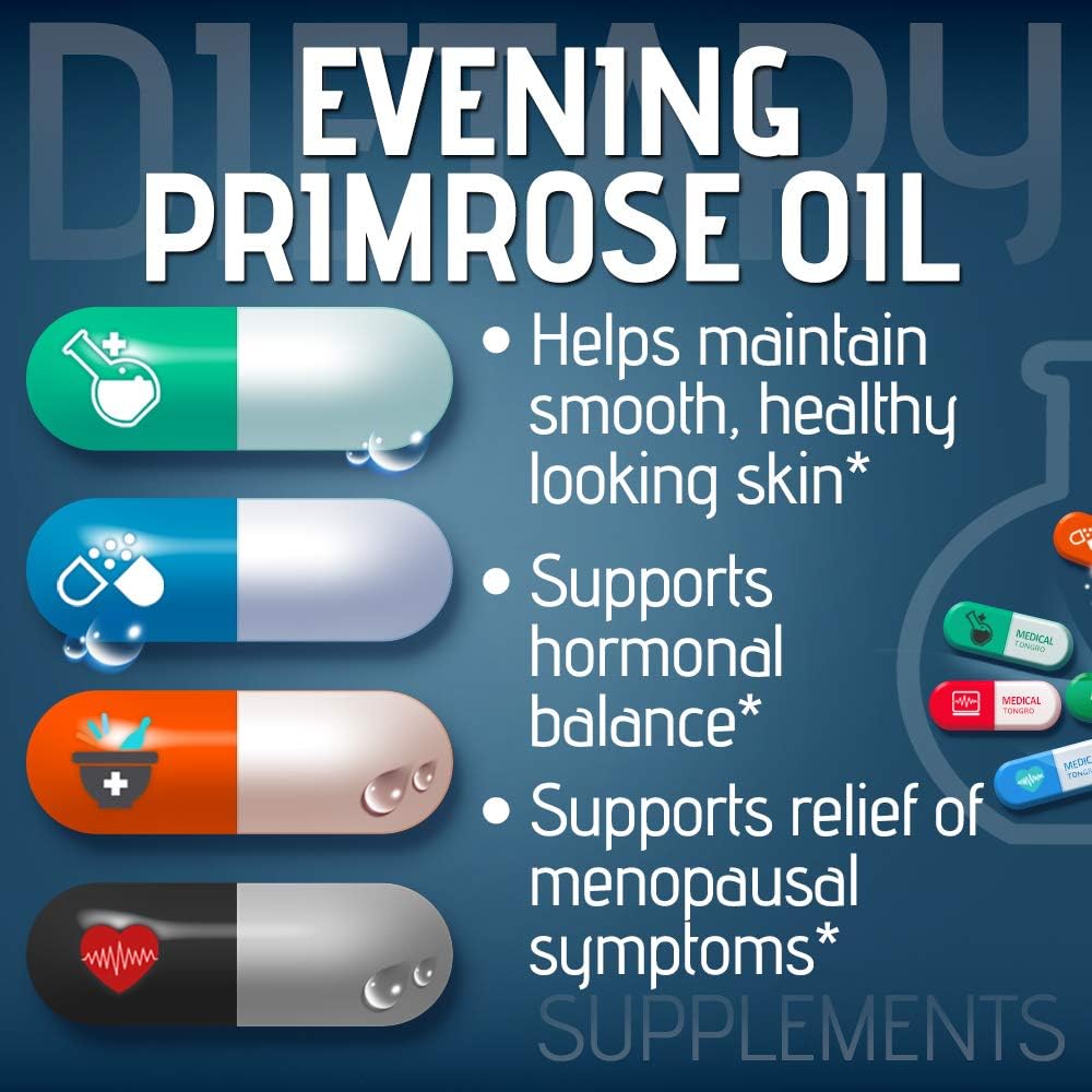 GMP Vitas Evening Primrose Oil for Smooth & Healthy Skin, Hormonal Balance Support - 1 Bottle