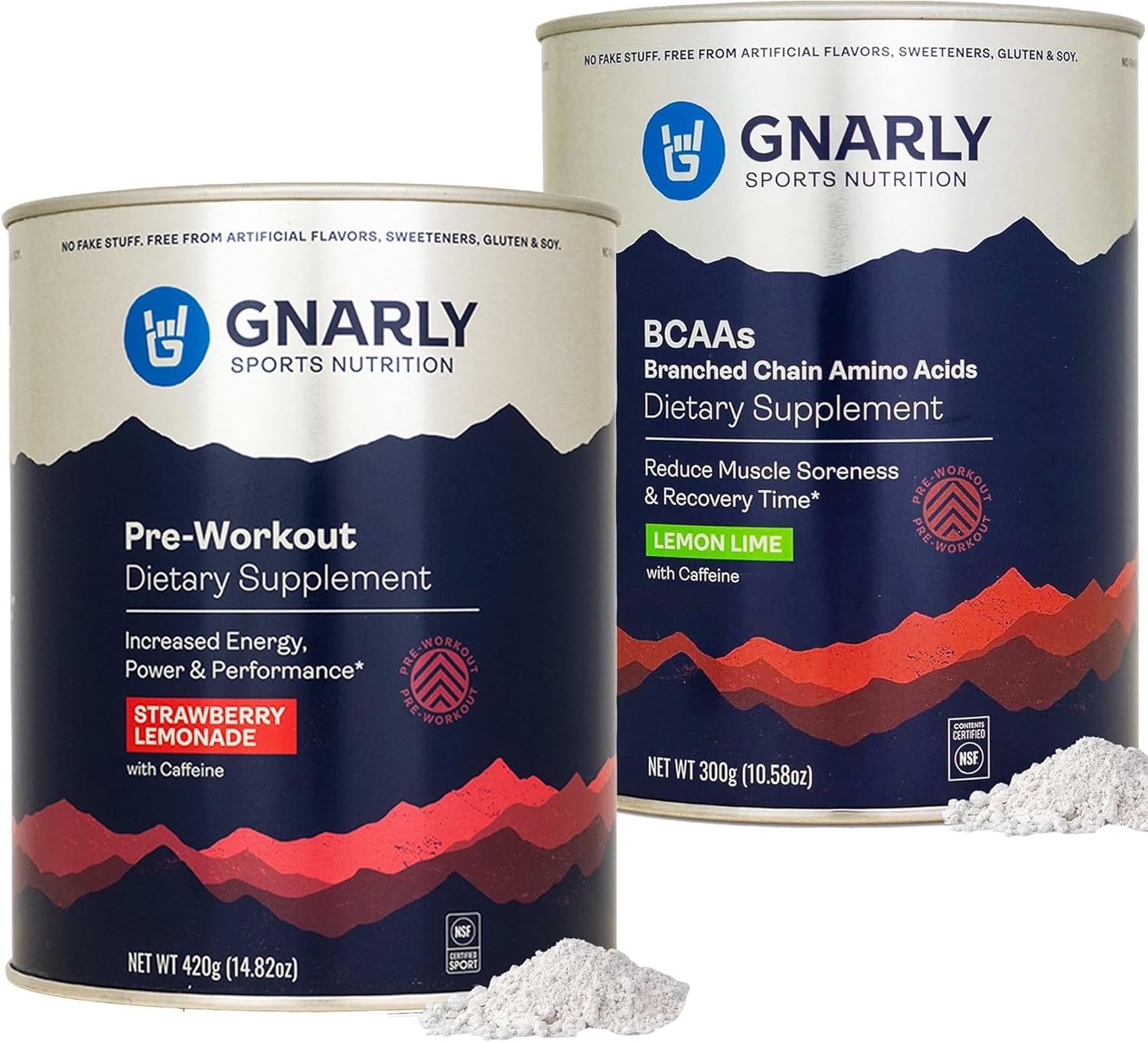 Gnarly Nutrition Preworkout Bundle: Strawberry Lemonade BCAAs & Lemon Lime Energy Boost - 25.4oz