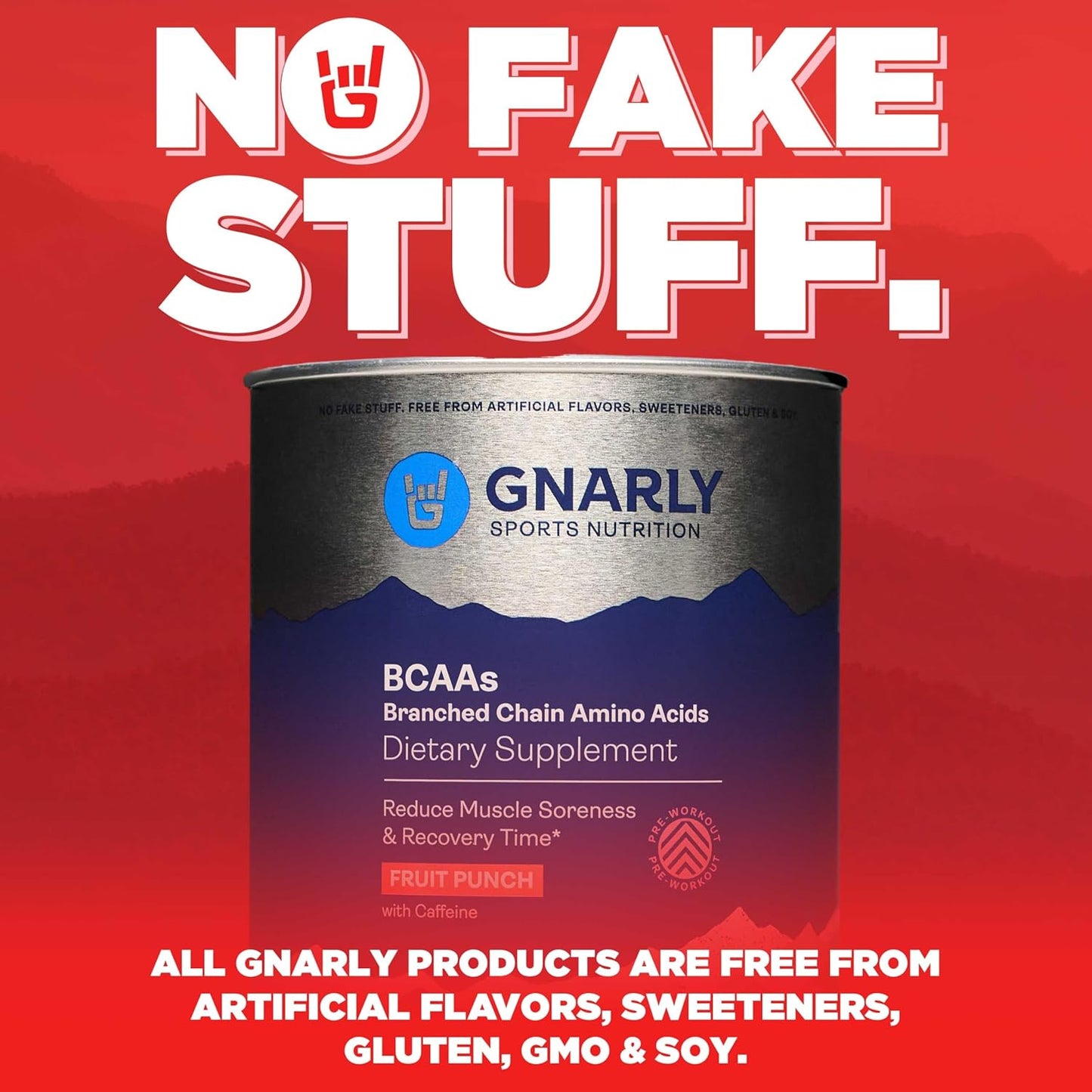Gnarly Nutrition Preworkout Combo Pack: Strawberry Lemonade (14.82oz) & Fruit Punch BCAAs (10.58oz)
