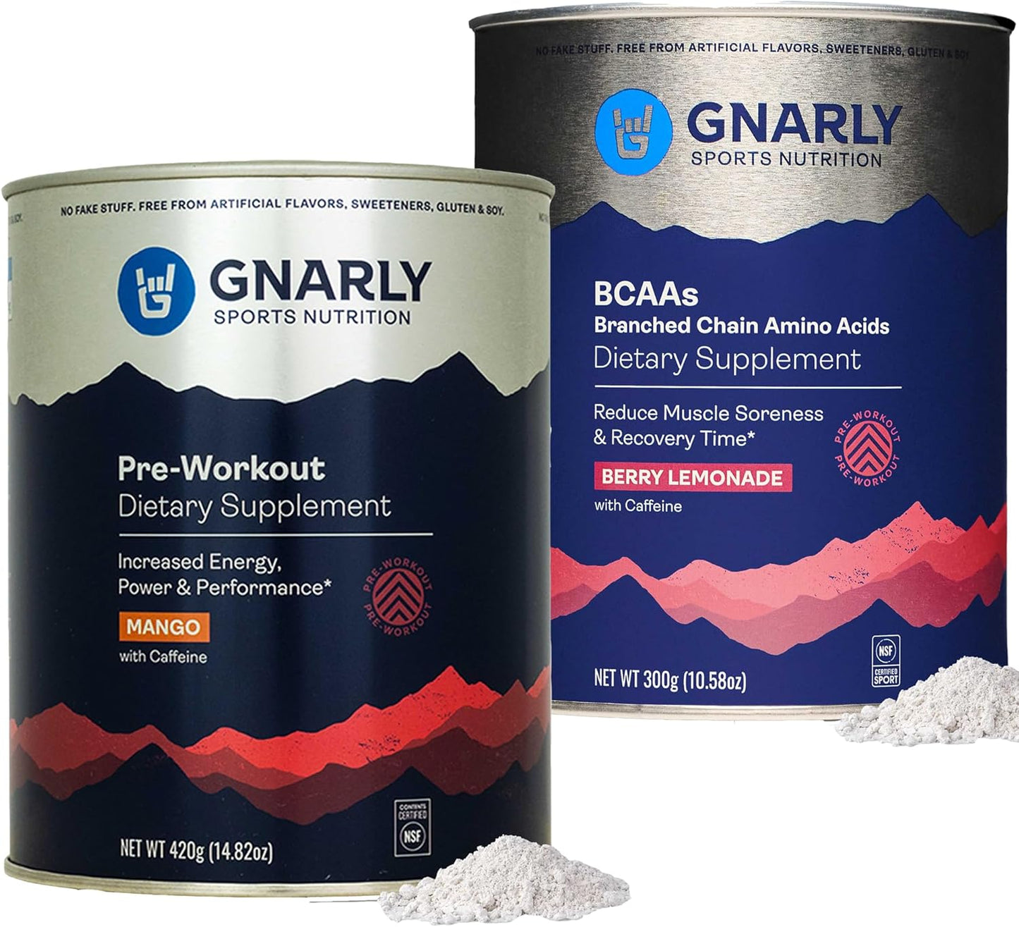Gnarly Nutrition Preworkout Mango and BCAAs Berry Lemonade Bundle (25.4oz)