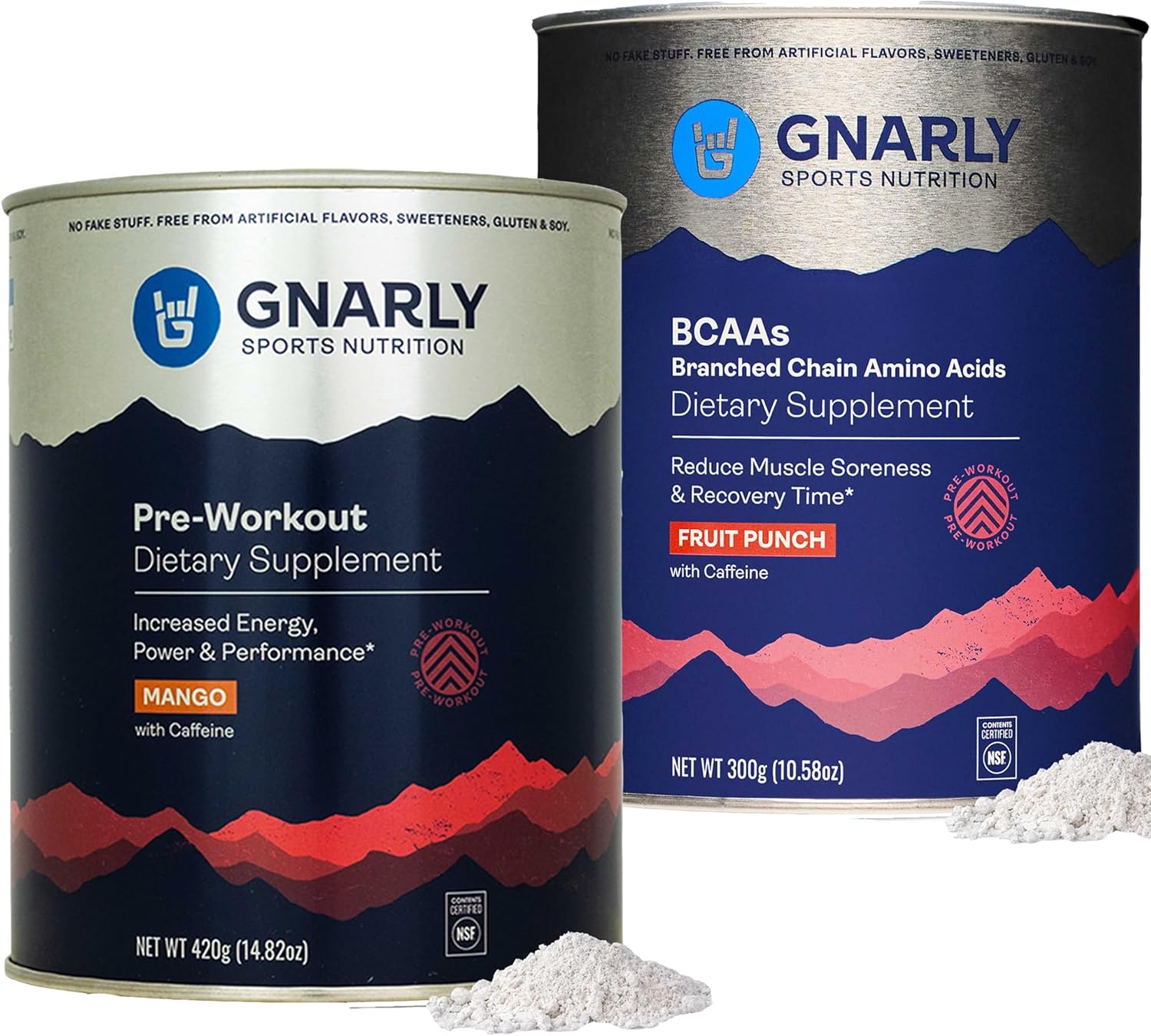 Gnarly Nutrition Preworkout Mango and BCAAs Fruit Punch Combo Pack (25.4oz)