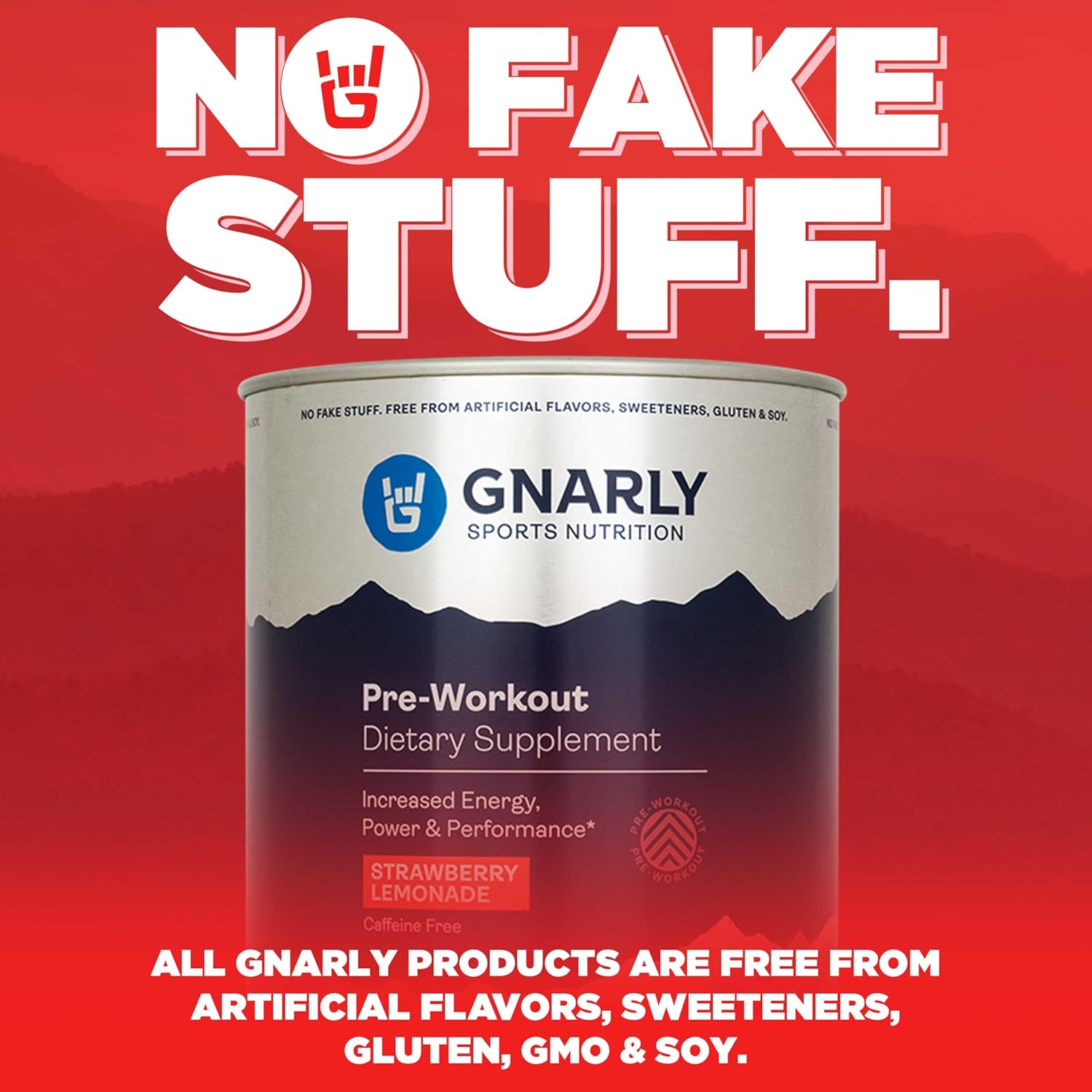 Gnarly Nutrition Unflavored Creatine Powder (16.05oz) & Caffeine-Free Strawberry Lemonade Preworkout (14.82oz)