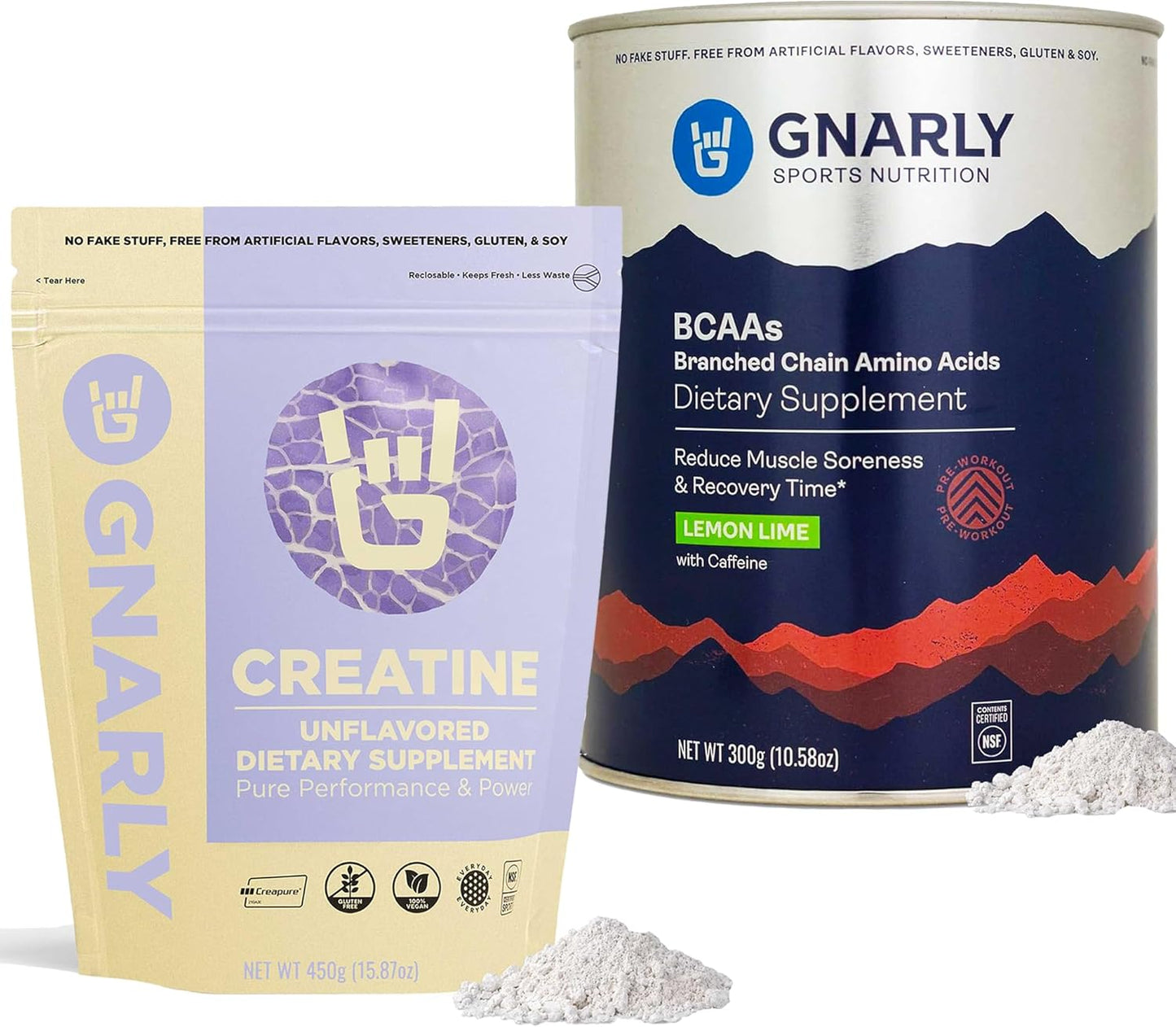 Gnarly Nutrition Unflavored Creatine Powder + BCAAs Lemon Lime Bundle