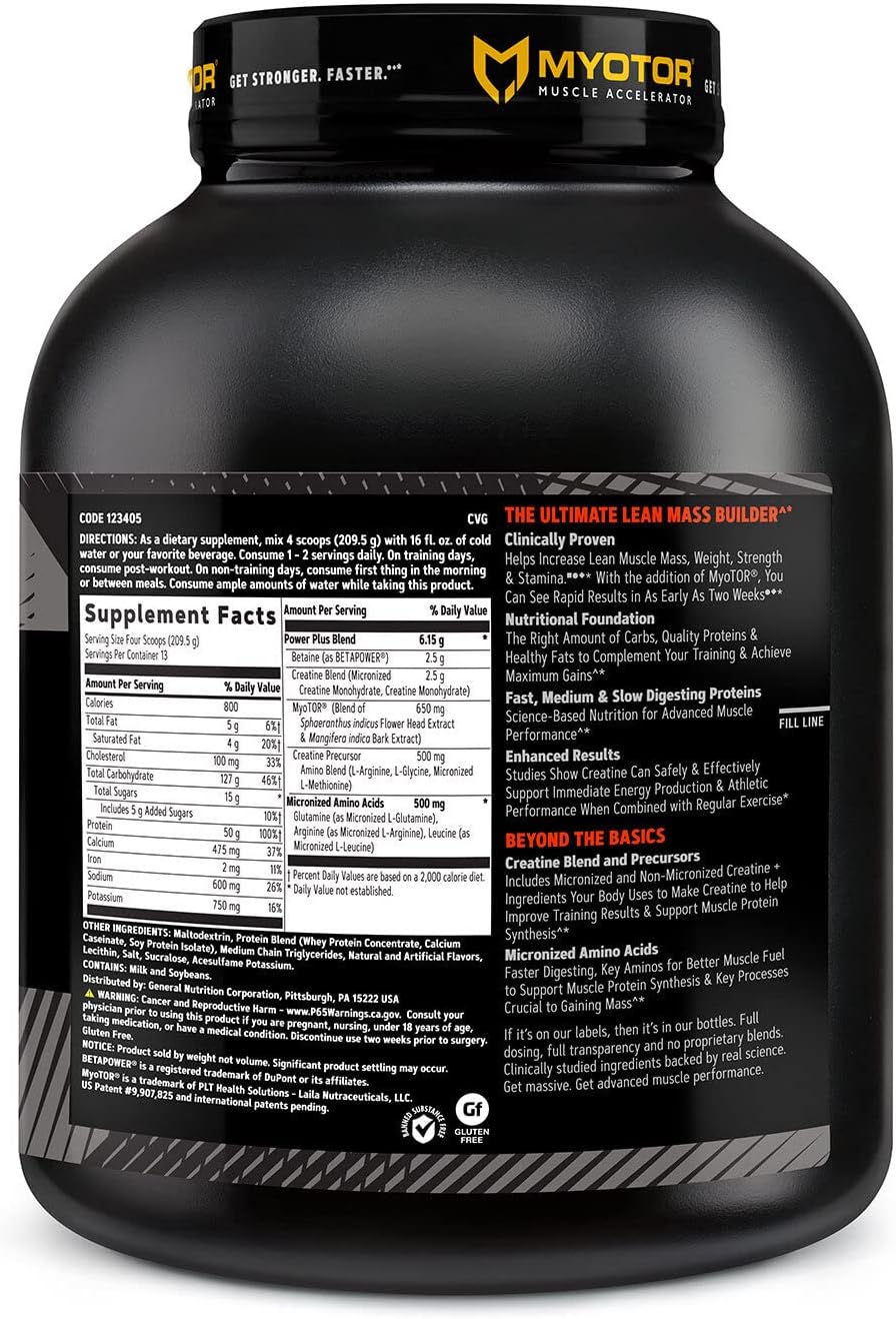 GNC AMP Mass XXX Vanilla Protein Powder for Muscle Building and Workout Support - Contains BCAA and Creatine - 13 Servings