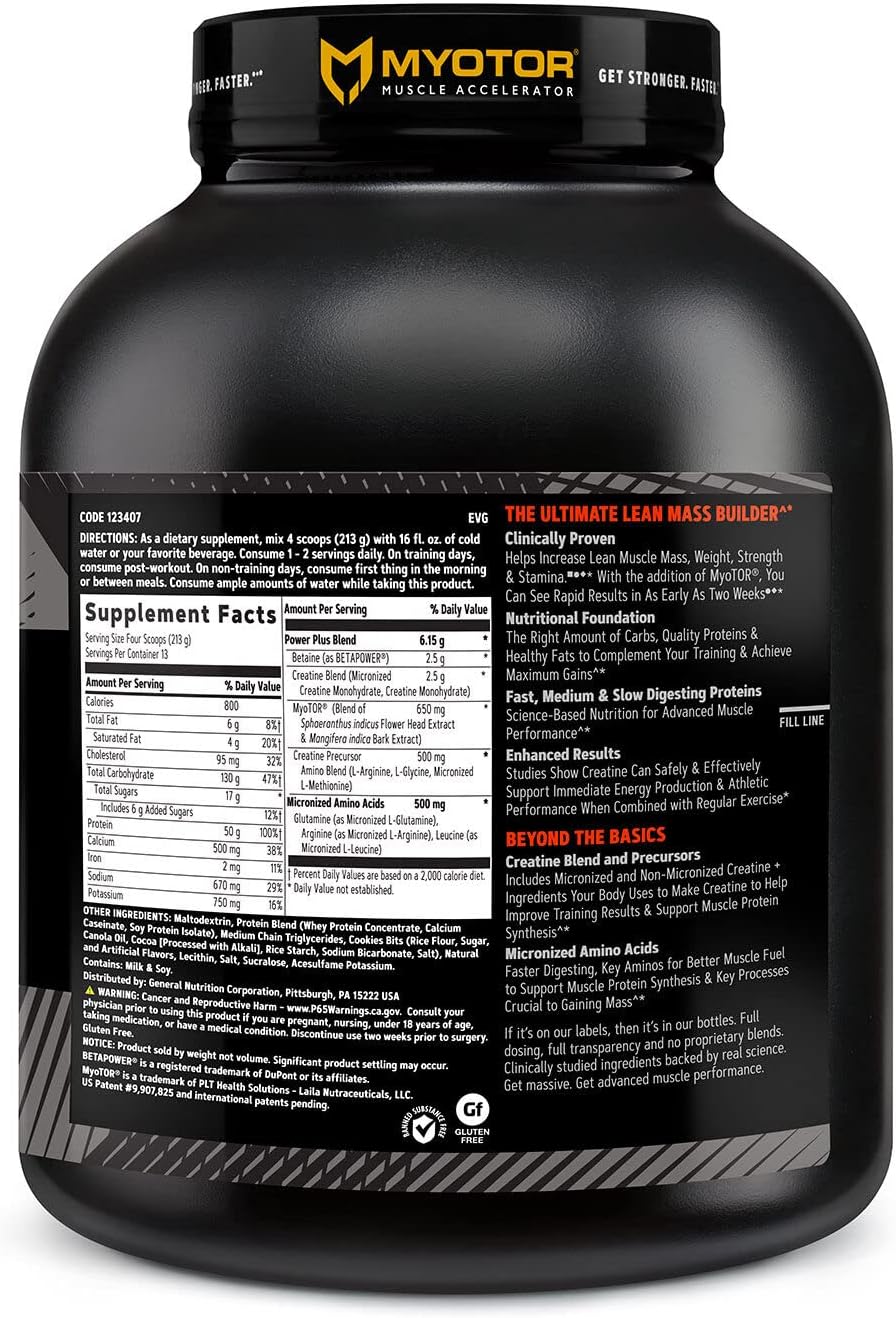 GNC AMP Mass XXX with MyoTOR Protein Powder - Cookies and Cream Flavor - 13 Servings - Muscle Building Formula with BCAA and Creatine