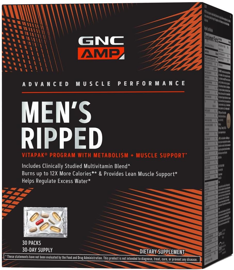 GNC AMP Men's Ripped Vitapak Program: Metabolism & Muscle Support - 30 Vitapaks