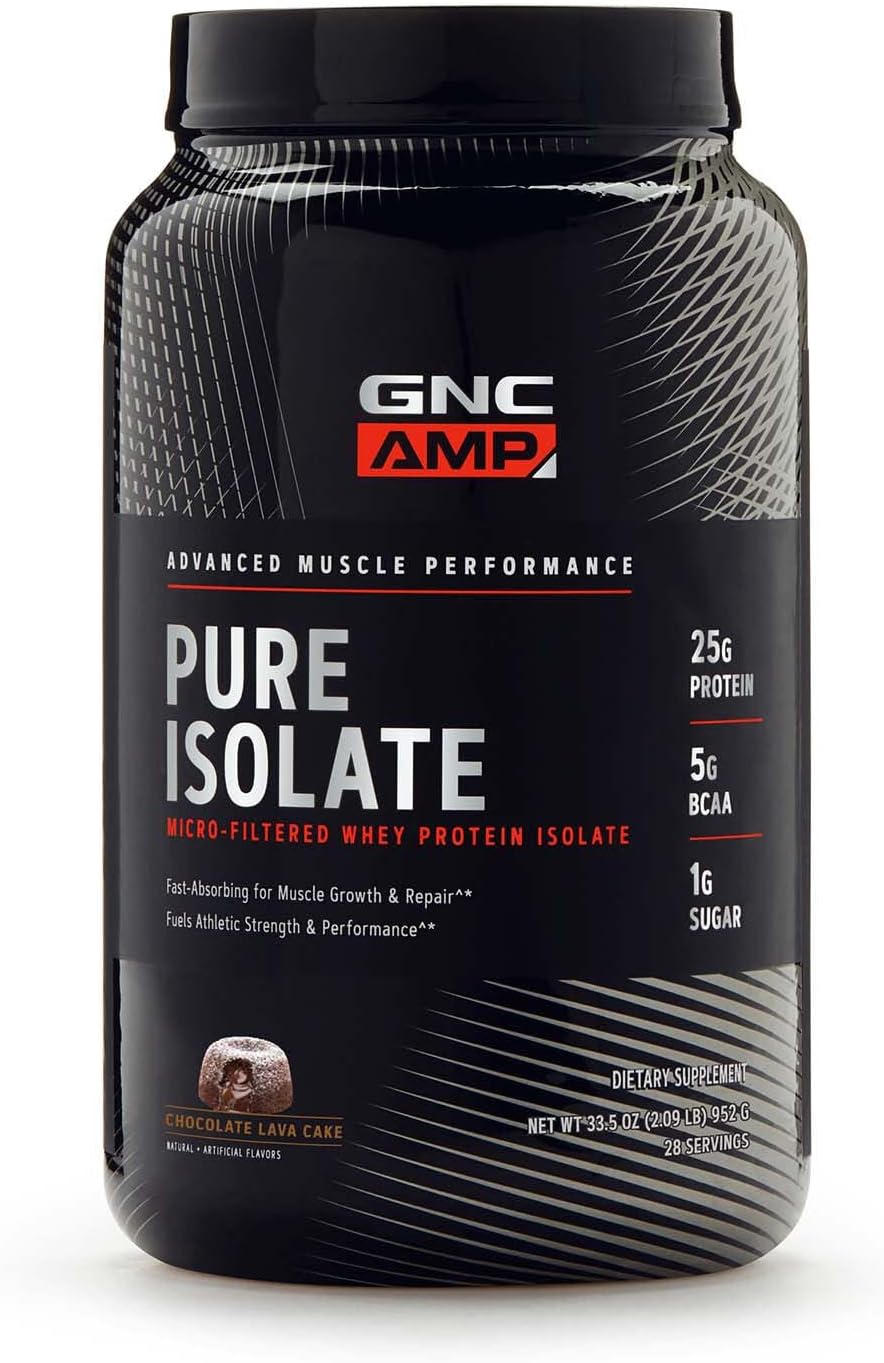 GNC AMP Pure Isolate Protein Powder - Chocolate Lava Cake Flavor - 25g Protein, 5g BCAA - 70 Servings for Athletic Strength and Muscle Growth