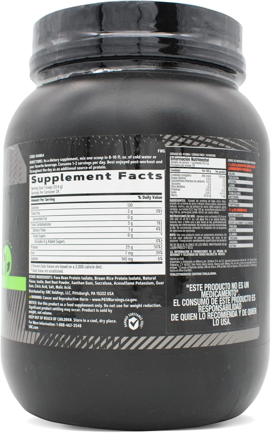 GNC AMP Vegan Nature-Based Protein: Strawberry Banana Flavor for Muscle Growth & Athletic Performance - 28 Servings