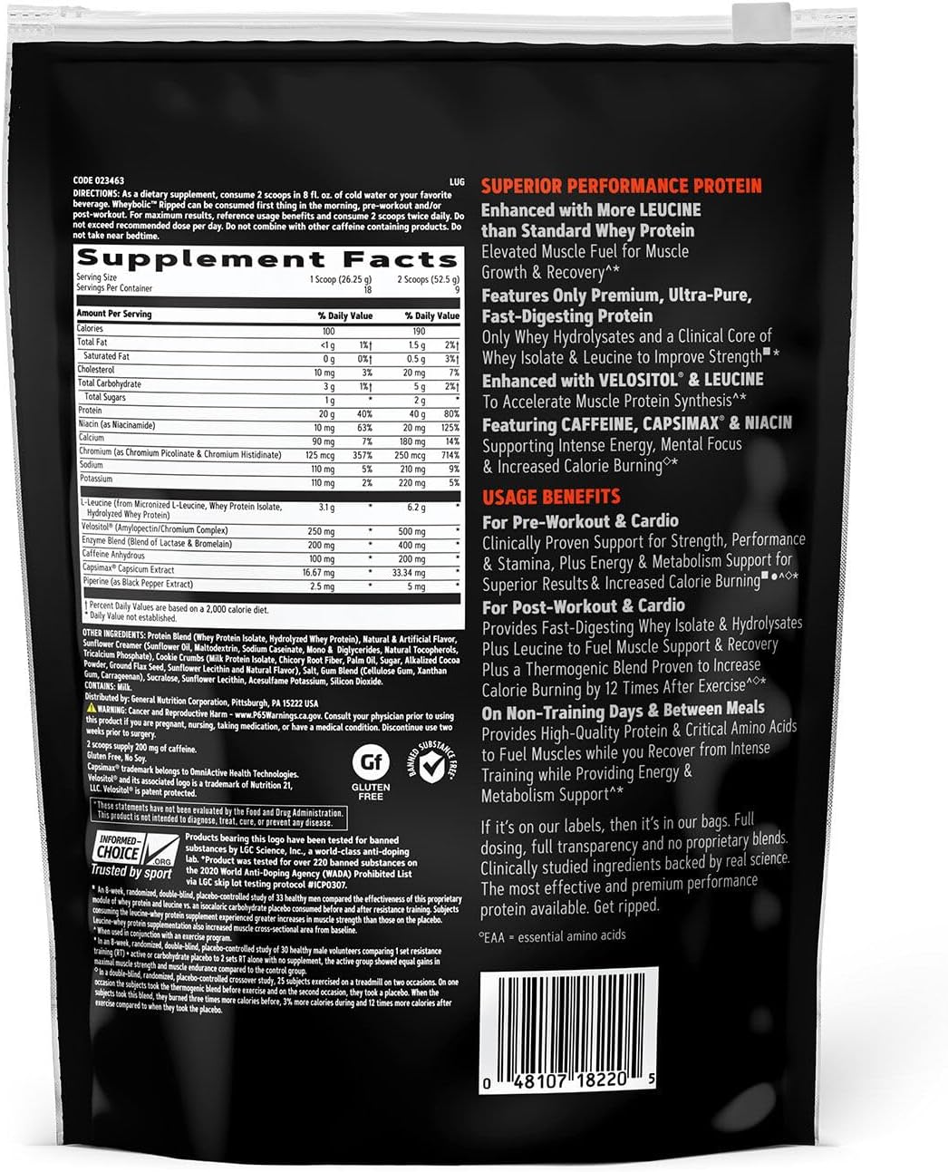 GNC AMP Wheybolic Ripped Isolate Protein Powder - Cookies & Cream Flavor - 9 Servings - Gluten-Free - Muscle Building & Workout Support Formula with BCAA