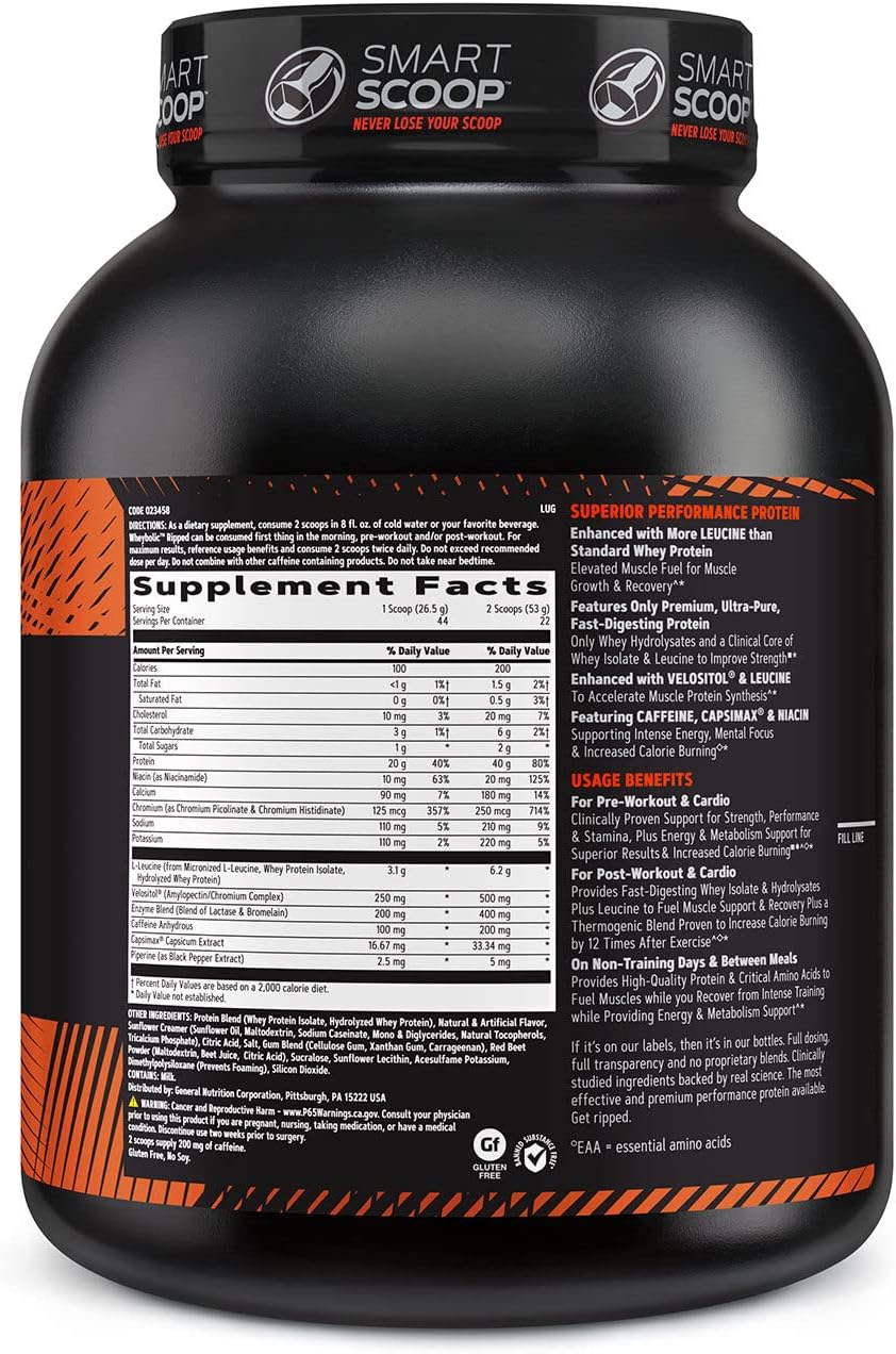 GNC AMP Wheybolic Ripped Isolate Protein Powder with BCAA for Muscle Building - Strawberries and Cream Flavor, 22 Servings