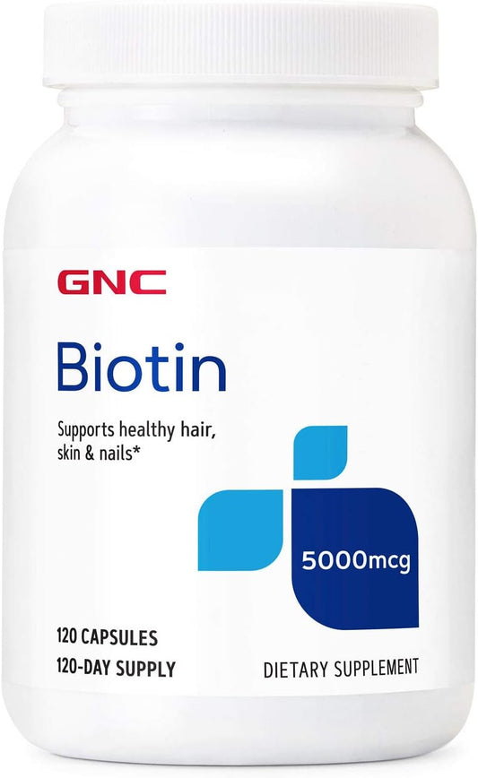 GNC Biotin 5000mcg Supplement for Healthy Hair, Skin, Nails - 120 Servings