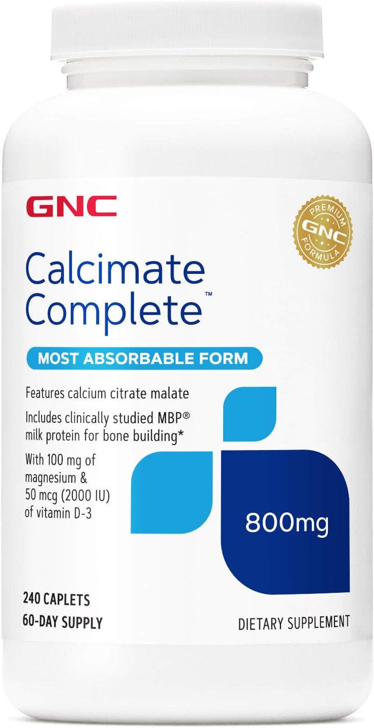 GNC Calcium Complete 800mg Supplement, Supports Bone Density, Enhances Absorption, 60 Servings