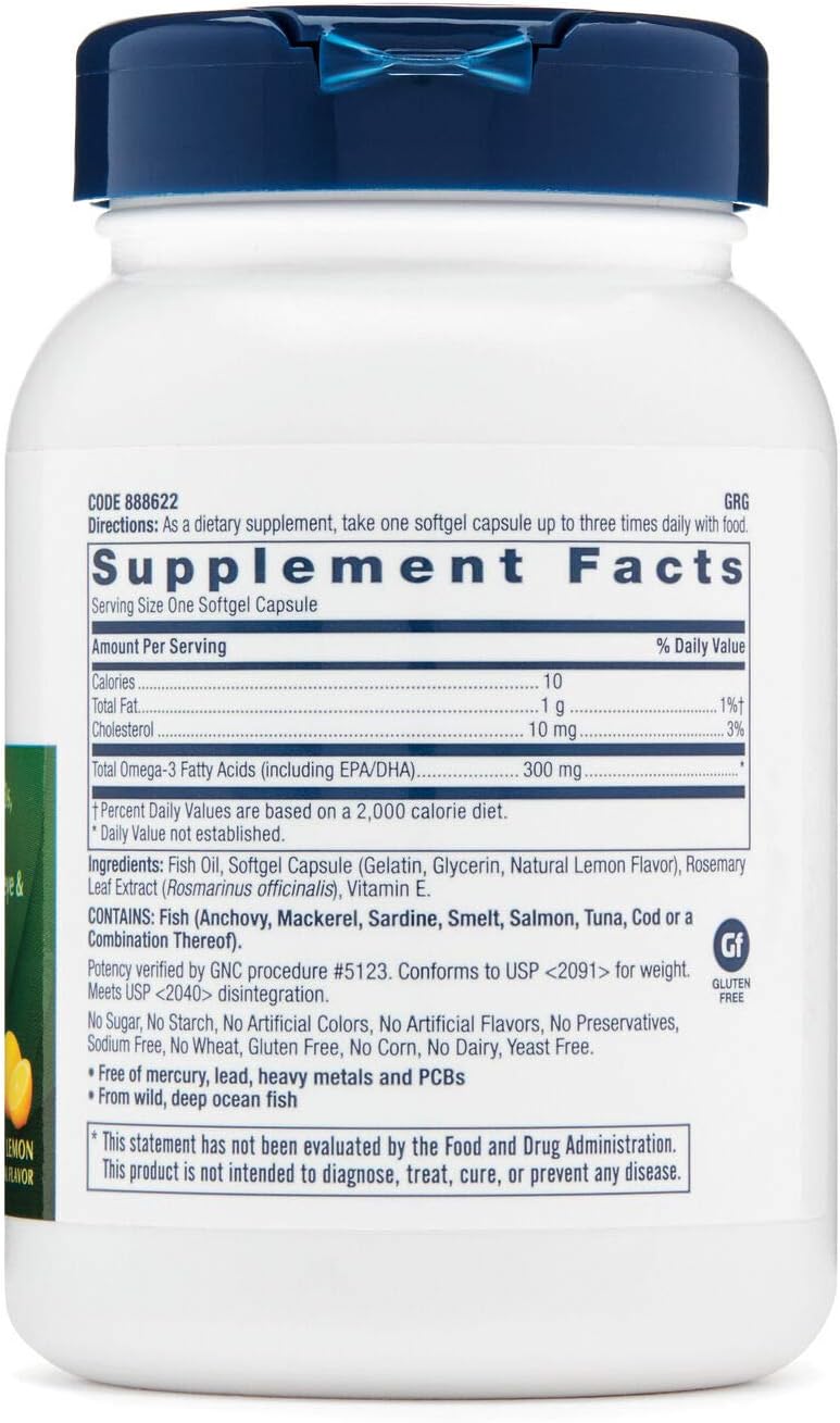 GNC Fish Oil Supplement - 90 Softgel Capsules for Heart Health and Joint Support