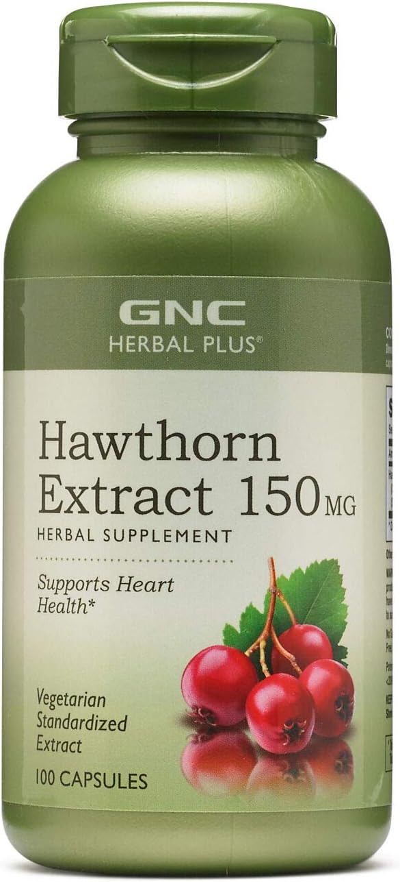 GNC Herbal Plus Hawthorn Extract Capsules - 150mg, 100 Count - Heart Health Support