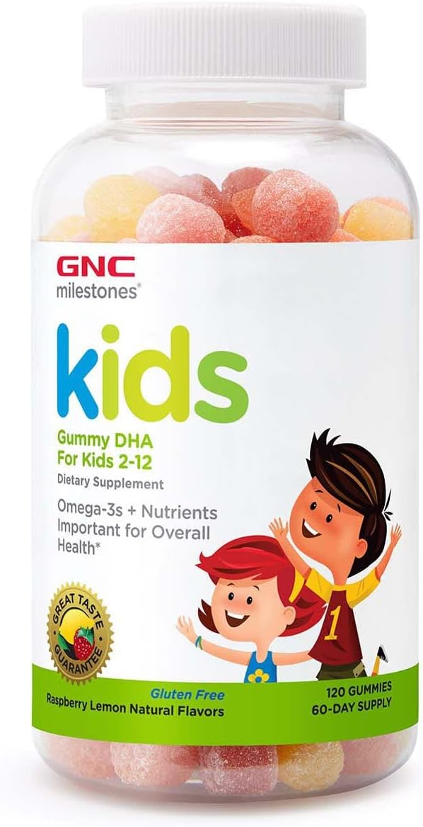 GNC Kids Gummy DHA Supplement for Ages 2-12 - 120 Gummies (60 Servings)