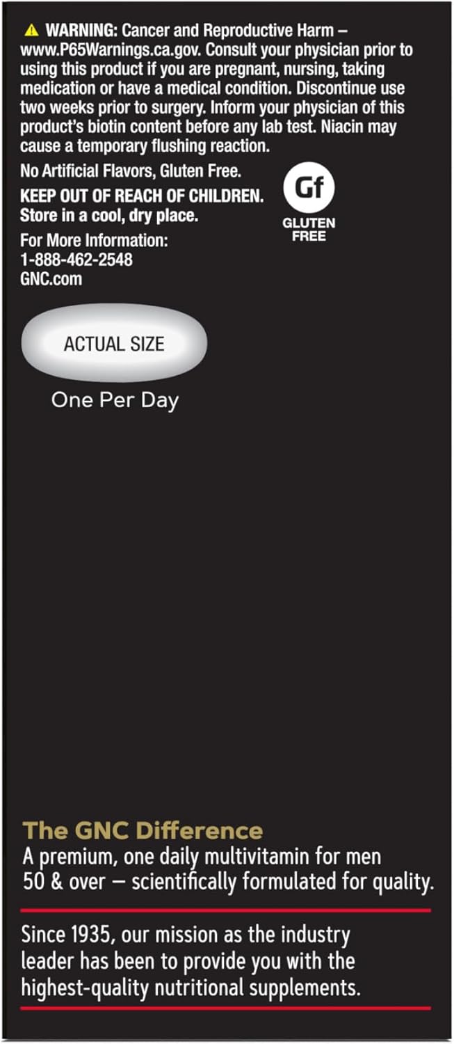 GNC Mega Men 50 Plus Multivitamin for Heart, Prostate, and Circulatory Health - 1 Daily