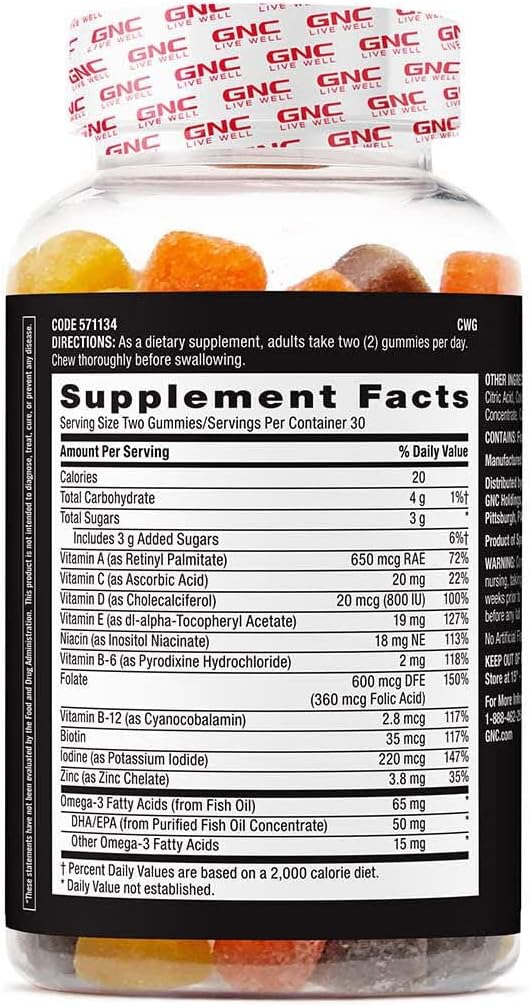 GNC Mega Men Essentials Multi Plus with Omega 3 Gummy - 60 Count Bottle