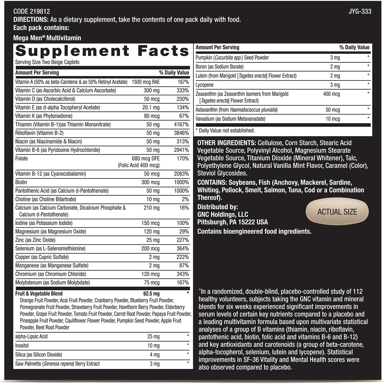 GNC Mega Men Performance & Vitality Vitapak 30 Count for Enhanced Health and Wellness
