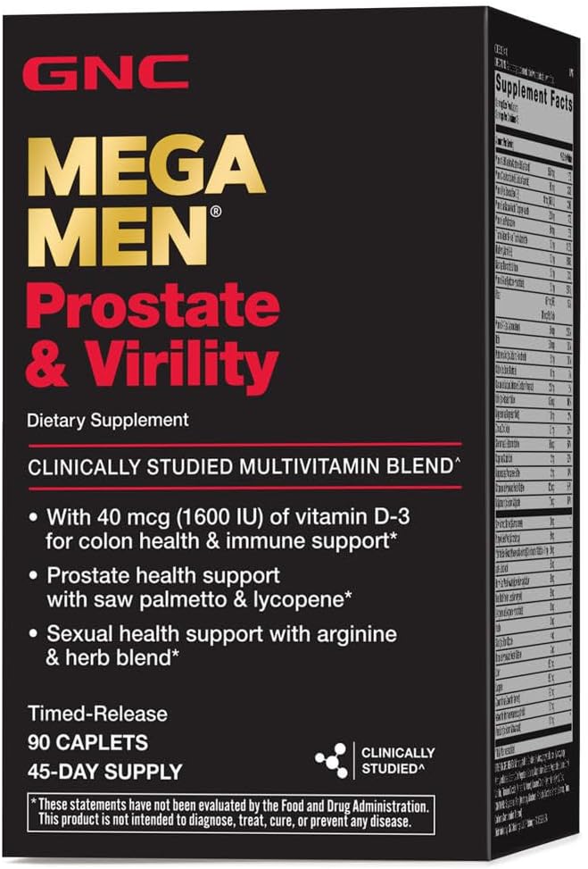 GNC Mega Men Prostate and Virility Caplets for Sexual and Prostate Health - 90 Count