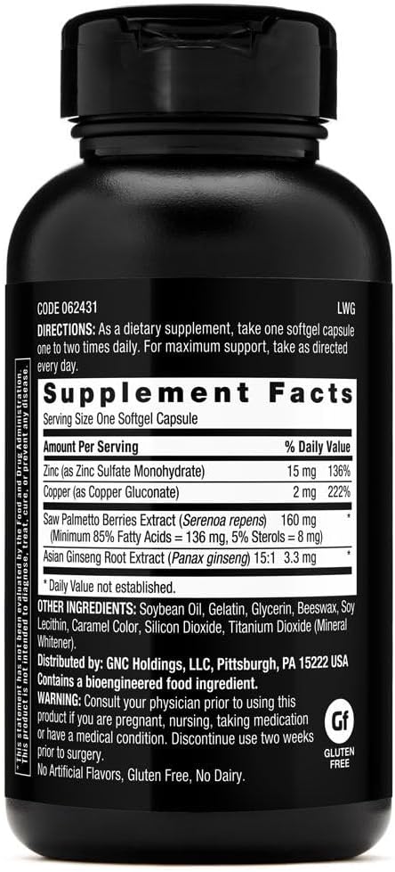 GNC Men's Ultra Saw Palmetto Formula Softgels - 120 Count for Prostate Health