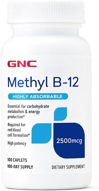 GNC Methylcobalamin B12 2500 mcg Caplets - 100 Count (100 Servings)