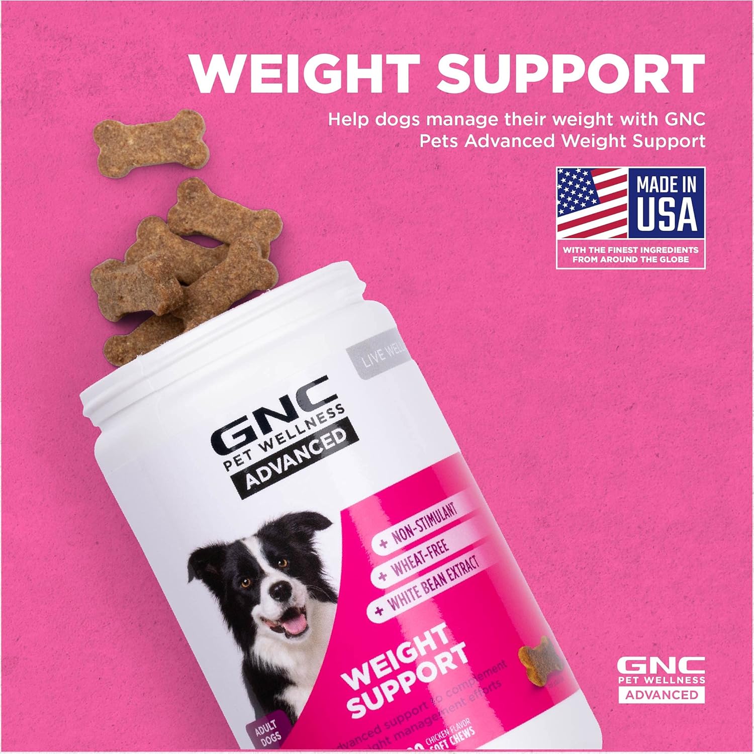 GNC Pets Advanced Weight Support Soft Chews for Adult Dogs - 90 Ct Chicken Flavor Weight Management Supplement