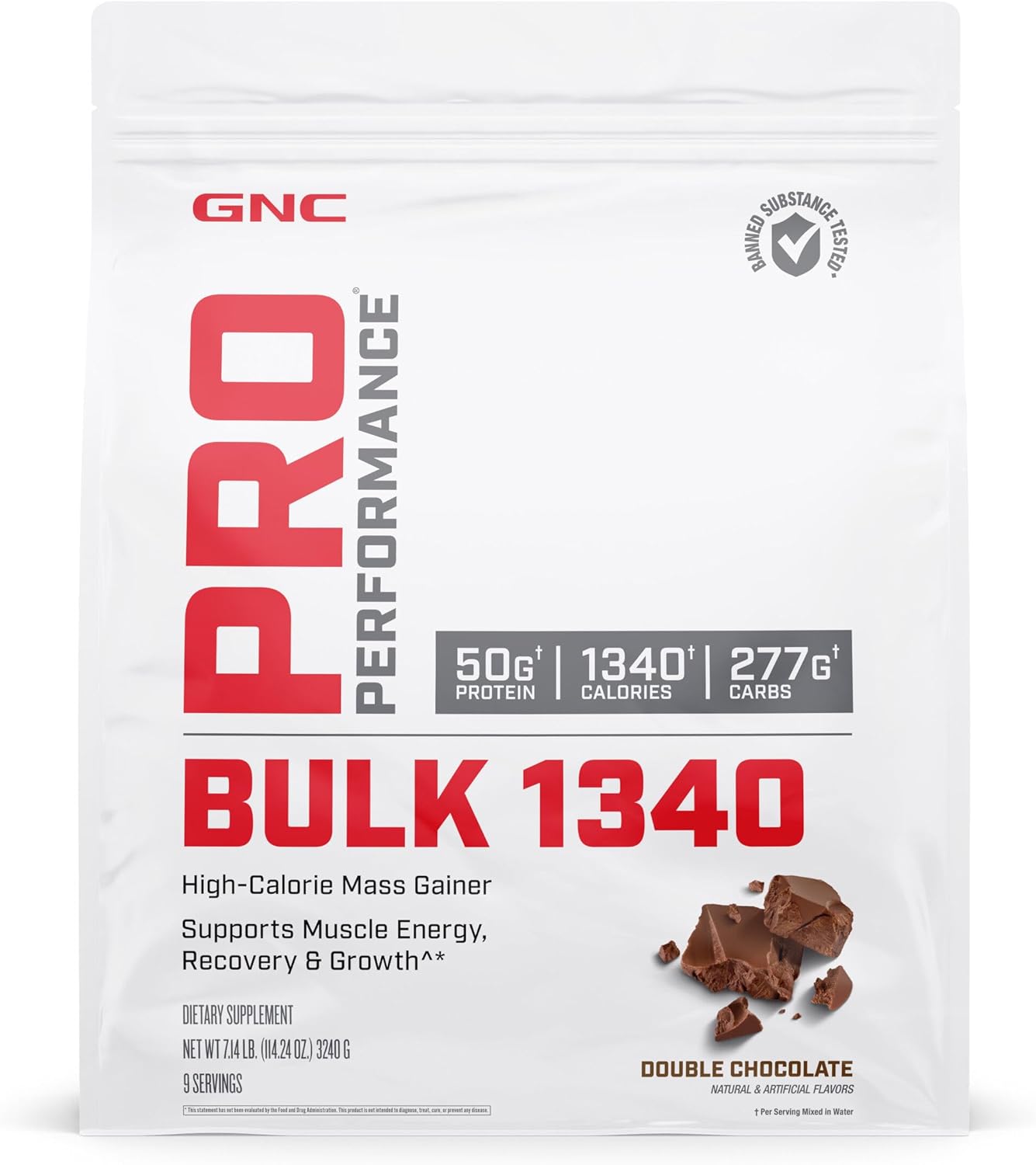 GNC Pro Performance Bulk 1340 Mass Gainer Protein Powder - 50g Protein, 1340 Calories - Supports Muscle Energy and Growth, Gluten Free, Banned Substance Tested