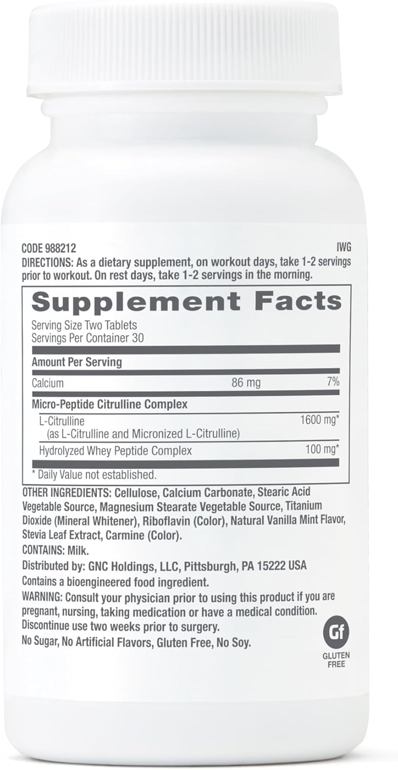 GNC Pro Performance Citrulline Complex 1700mg Tablets - Enhances Nitric Oxide Production for Healthy Blood Flow
