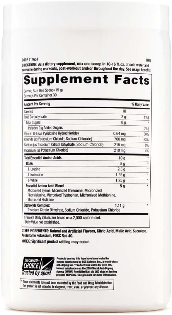 GNC Pro Performance Essential Amino Complete in Strawberry Banana Flavor - 15.87 oz for Muscle Recovery