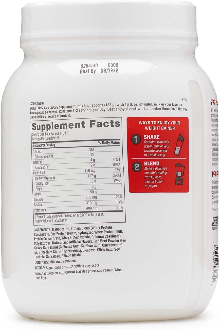 GNC Pro Performance Weight Gainer Protein Powder - Strawberries & Cream Flavor - 6 Servings - Boost Muscle Growth - Banned Substance Tested