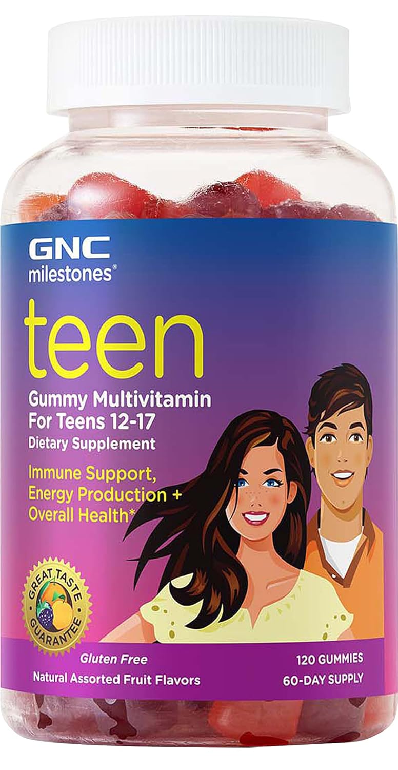 GNC Teen Multivitamin Gummies with Natural Fruit Flavors - 120 Gummies (60 Servings) for Milestones