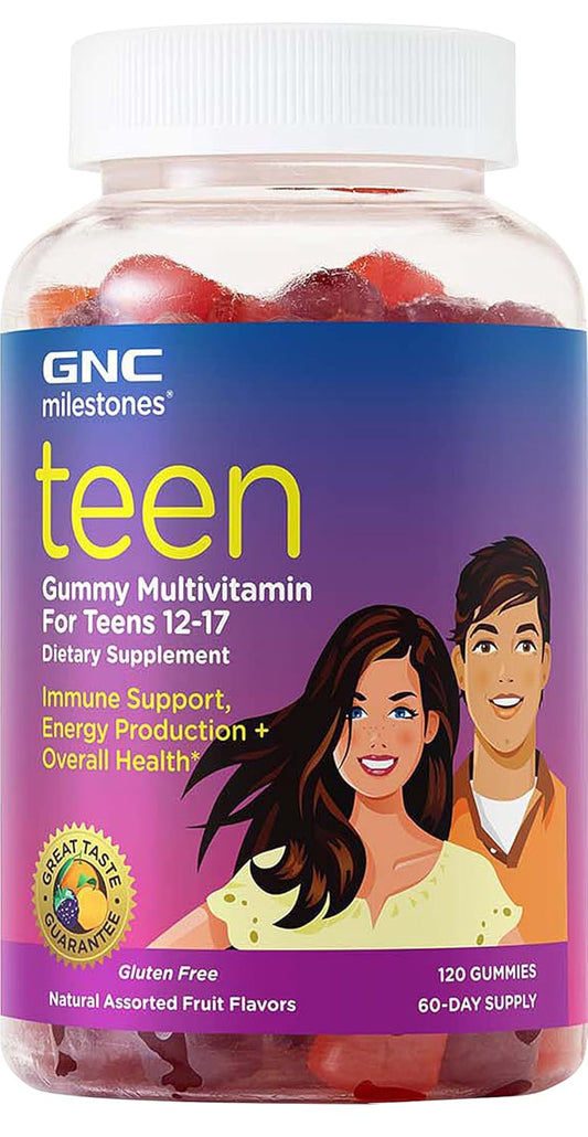 GNC Teen Multivitamin Gummies with Natural Fruit Flavors - 120 Gummies (60 Servings) for Milestones