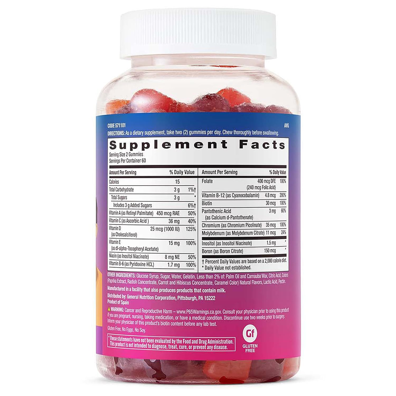 GNC Teen Multivitamin Gummies with Natural Fruit Flavors - 120 Gummies (60 Servings) for Milestones