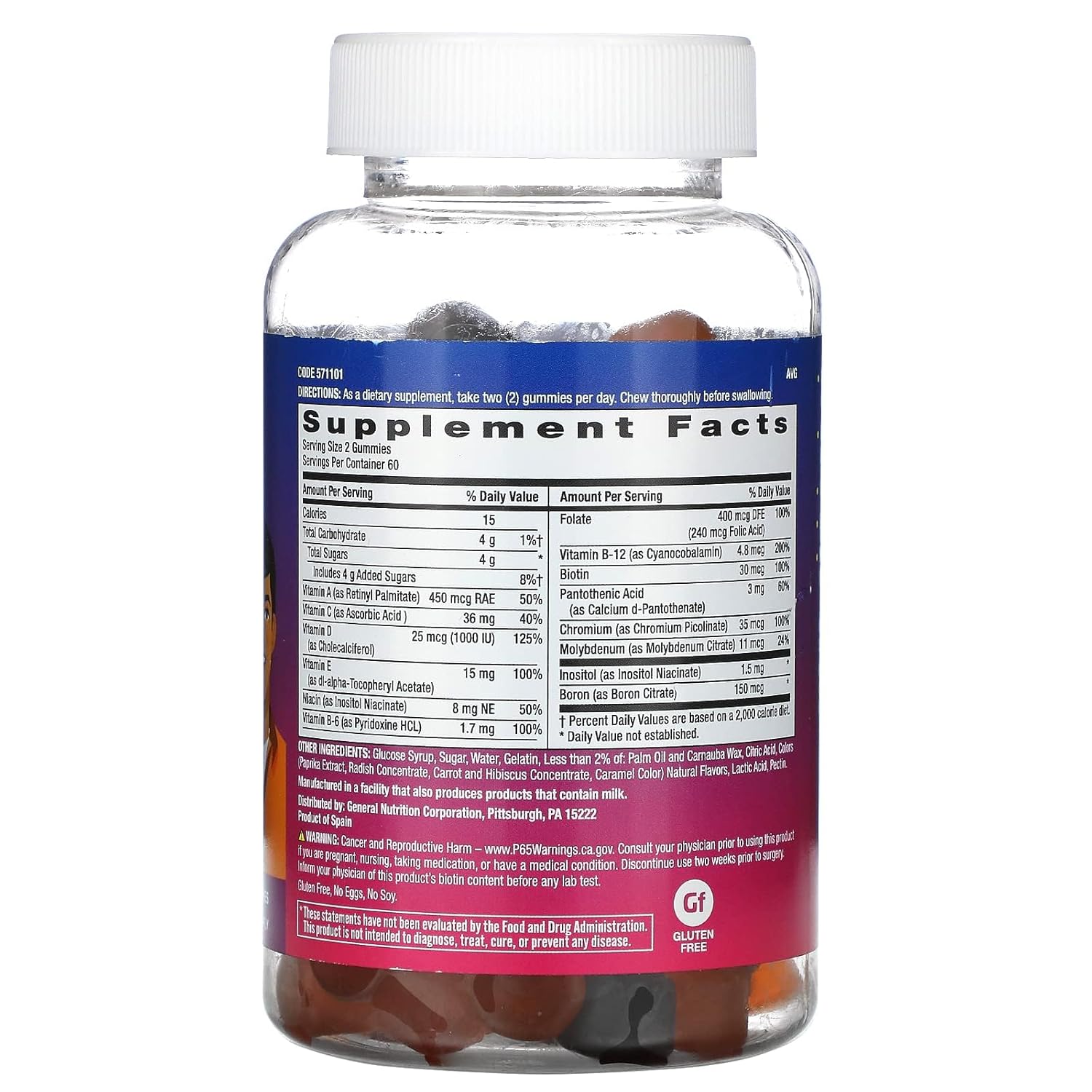 GNC Teen Multivitamin Gummies with Natural Fruit Flavors - 120 Gummies (60 Servings) for Milestones