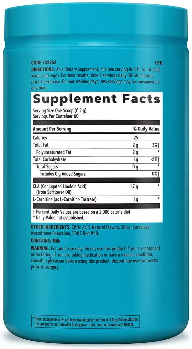 GNC Total Lean CLA + Carnitine Berry Sorbet Supplement - Enhances Body Composition, Muscle Recovery - 60 Servings