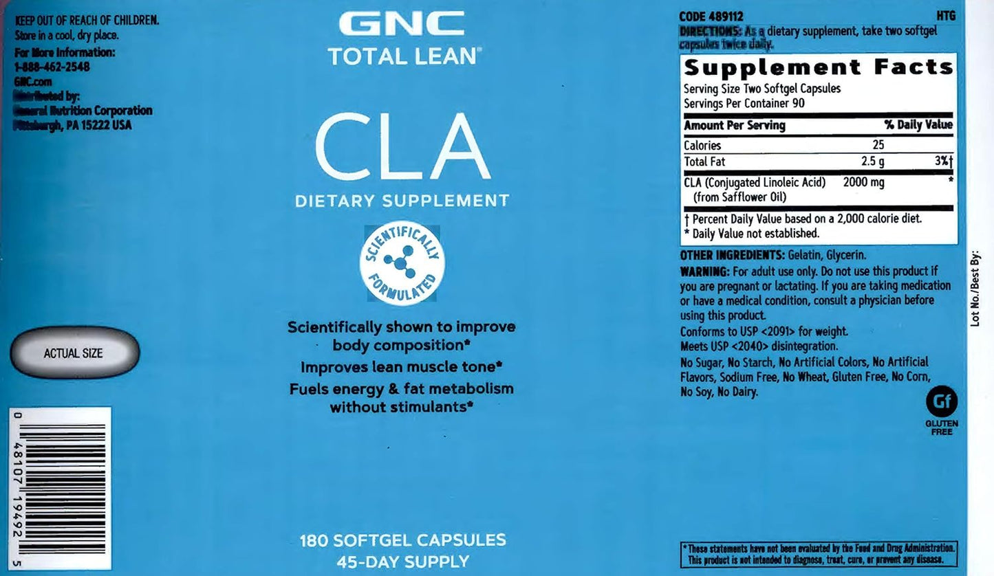 GNC Total Lean CLA Softgels Twin Pack - Enhance Body Composition, Build Lean Muscle, Boost Metabolism & Energy, Gluten-Free