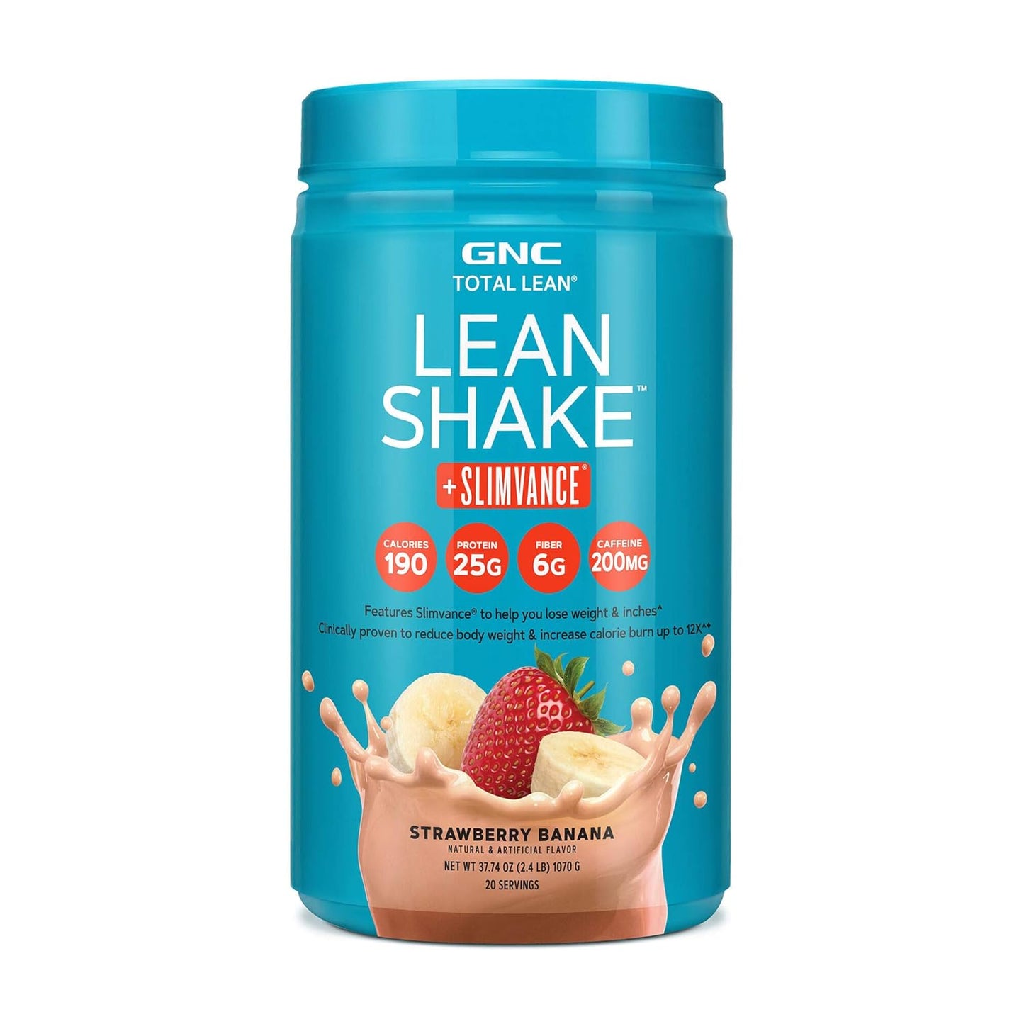 GNC Total Lean Lean Shake + Slimvance Strawberry Banana Weight Loss Protein Powder - 20 Servings with 200mg Caffeine