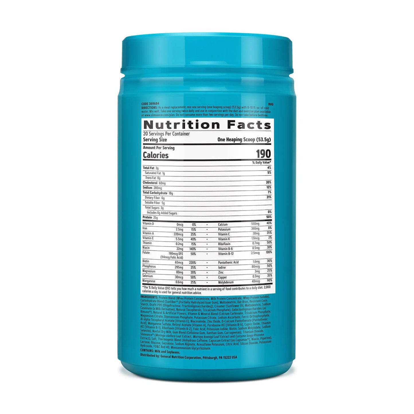 GNC Total Lean Lean Shake + Slimvance Strawberry Banana Weight Loss Protein Powder - 20 Servings with 200mg Caffeine