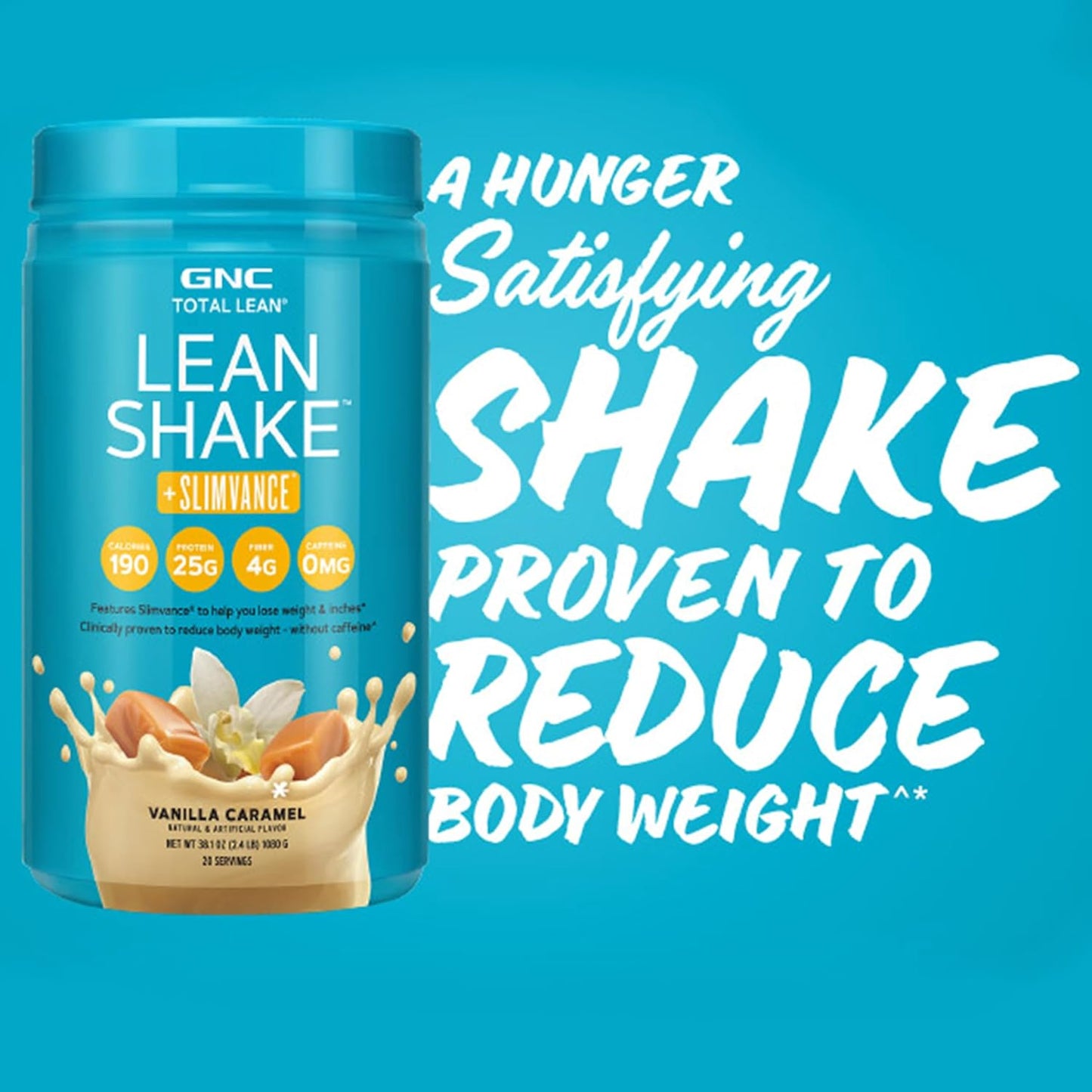 GNC Total Lean Shake + Slimvance Vanilla Carmel Protein Powder - Caffeine Free, Supports Weight Loss - 20 Servings