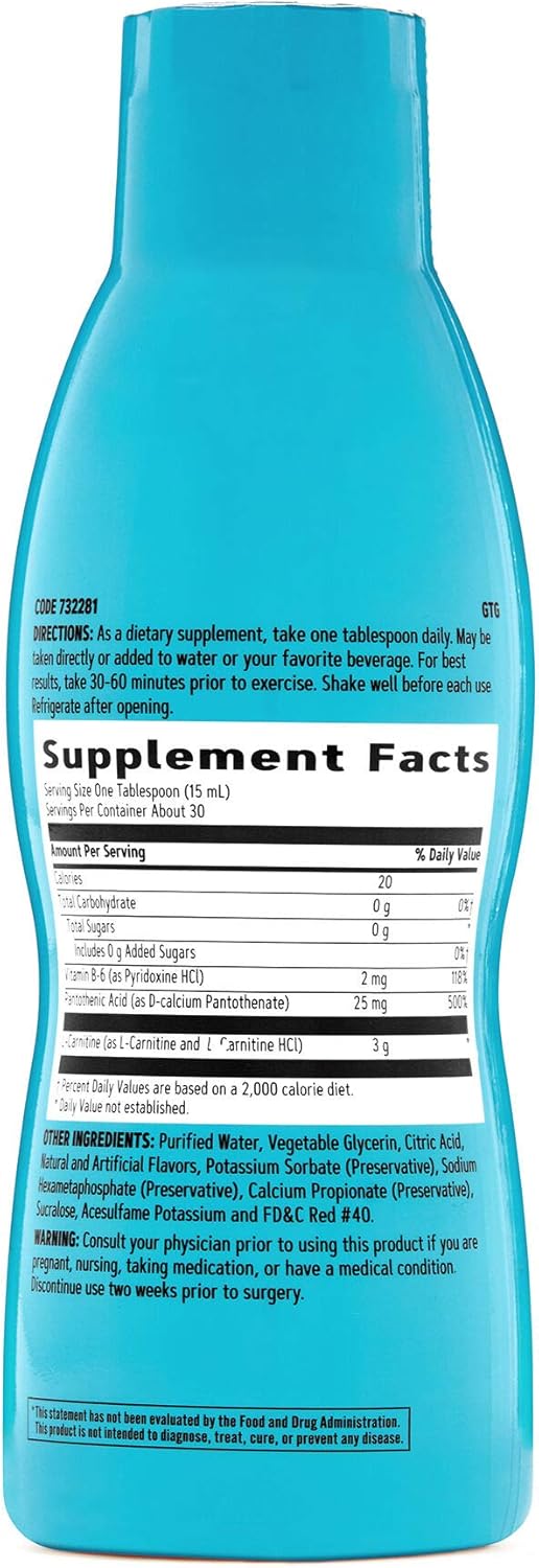 GNC Total Lean Triple Strength L-Carnitine Liquid - Fruit Punch Flavor, 16 fl.oz - Supports Fatty Acid Metabolism and Muscle Recovery