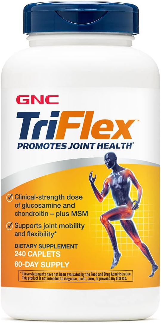 GNC TriFlex Caplets - Joint, Bone, and Cartilage Health Supplement with Glucosamine, Chondroitin, and MSM - 240 Count