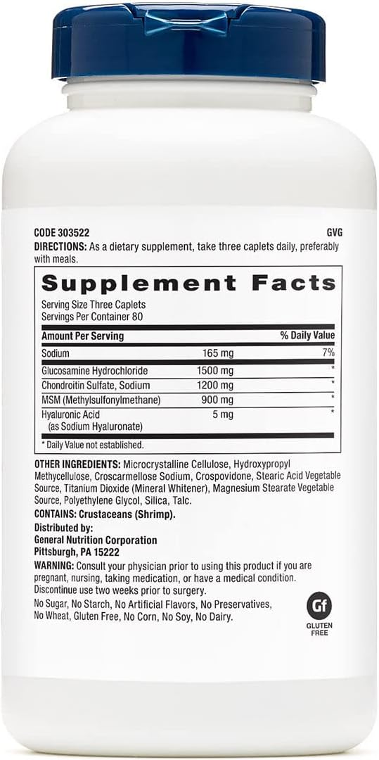 GNC TriFlex Caplets - Joint, Bone, and Cartilage Health Supplement with Glucosamine, Chondroitin, and MSM - 240 Count