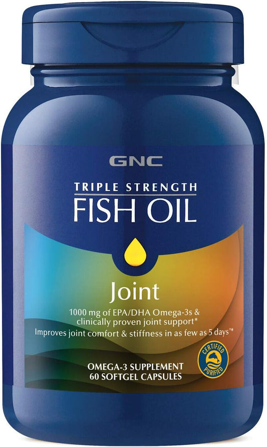 GNC Triple Strength Fish Oil Supplement with 1000mg EPA and DHA for Heart and Joint Health, 60 Softgels