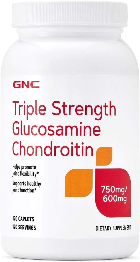 GNC Triple Strength Glucosamine Chondroitin Caplets - 120 Count, Promotes Joint Health