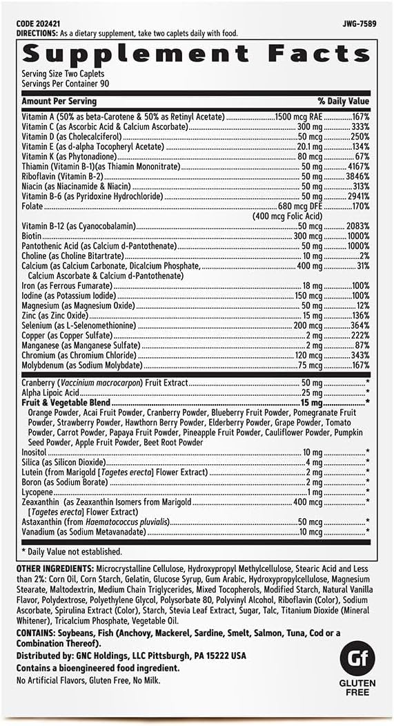 GNC Ultra Mega Women's Multivitamin | 180 Caplets | Immune, Brain, Hair, Skin & Nails Support