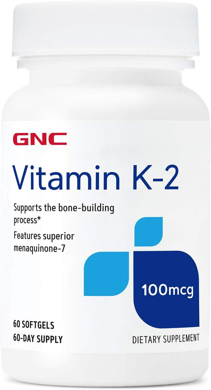 GNC Vitamin K-2 100mcg Softgels - 60 Count for Bone Health