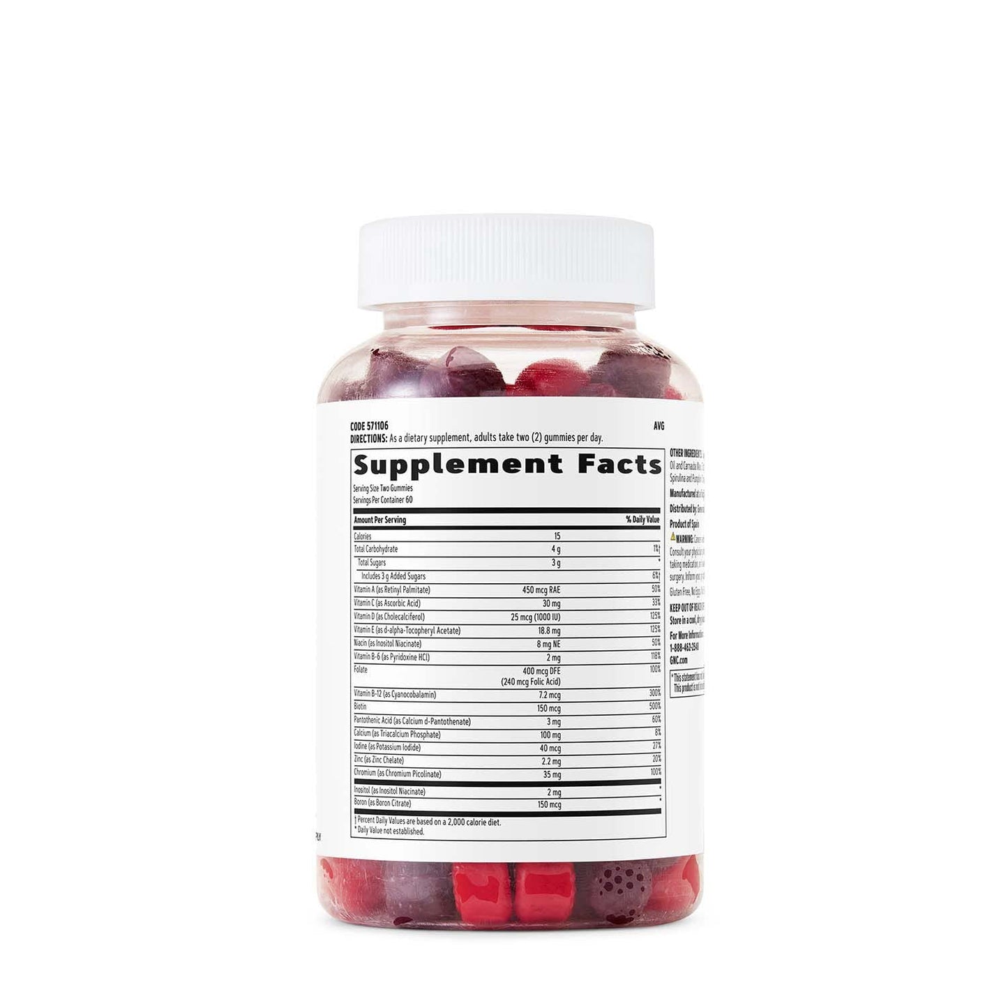 GNC Women's Daily Multivitamin Gummy Supplement - Mixed Berry Flavor - 120 Gummies