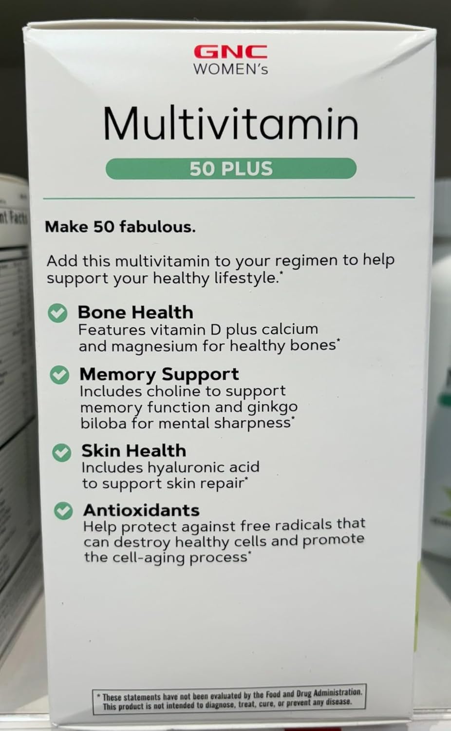 GNC Women's Multivitamin 50 Plus | Promotes Bone, Eye, Memory, Brain, and Skin Health | Boosts Energy with Vitamin D, Calcium, and B12 | 120 Caplets