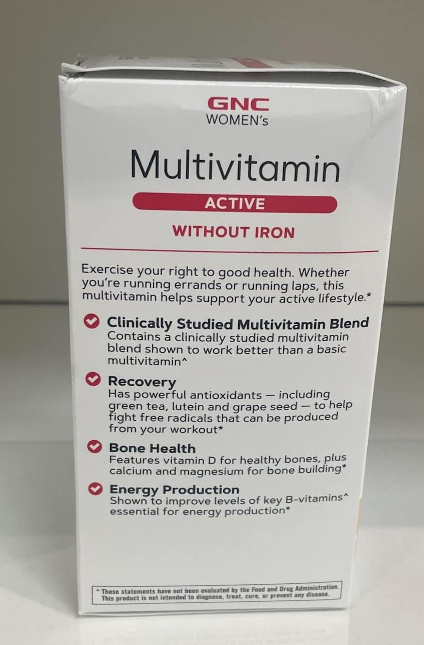 GNC Women's Multivitamin for Active Lifestyle, Bone & Joint Health | 30+ Nutrients, Iron-Free | 180 Caplets